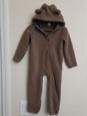 Bass Pro Shops Brown Fleece Hooded One-Piece Romper